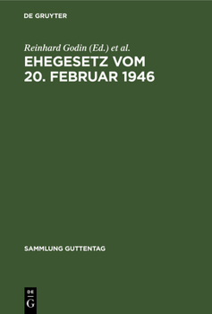 Hardcover Ehegesetz vom 20. Februar 1946 [German] Book