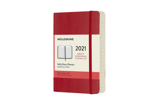 Calendar Moleskine 2021 Daily Planner, 12m, Pocket, Scarlet Red, Soft Cover (3.5 X 5.5) Book