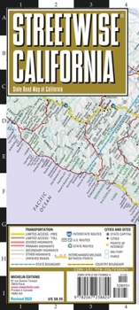 Streetwise California Map: Laminated State Road Map of California