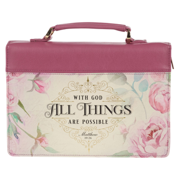 Misc. Bible Cover Med All Things Floral Matt. 19:26 Book