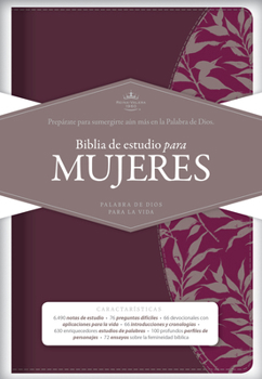 RVR 1960 Biblia de Estudio para Mujeres, vino tinto/fucsia símil piel