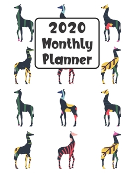 Paperback 2020 Monthly Planner: Giraffe 12 Month Planner Calendar Organizer Agenda with Habit Tracker, Notes, Address, Password, & Dot Grid Pages Book