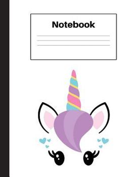 Paperback Notebook: Unicorn Purple Hair, Wide Rule, Notebook Home Office School Student Teacher Homeschool, 7.4 x 9.7 in, 200 pages for ki Book