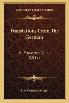 Paperback Translations From The German: In Prose And Verse (1812) Book