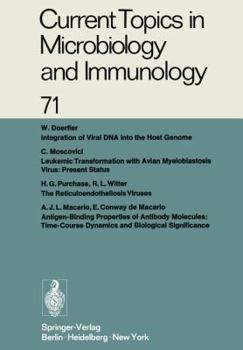 Paperback Current Topics in Microbiology and Immunology / Ergebnisse Der Mikrobiologie Und Immunitätsforschung: Volume 71 Book