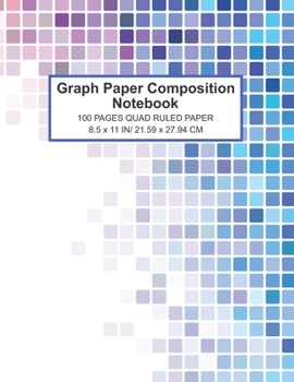 Paperback Graph Paper Composition Notebook: 100 Pages Quad Ruled/ Grid 4 x 4 Graph Paper - 8.5 x 11 (Large). Modern Blue Geometric Square Design Book
