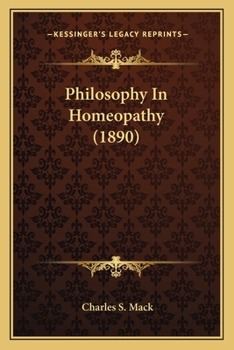 Paperback Philosophy In Homeopathy (1890) Book