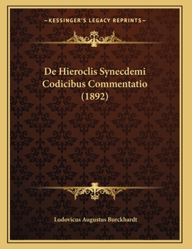 Paperback De Hieroclis Synecdemi Codicibus Commentatio (1892) [Latin] Book