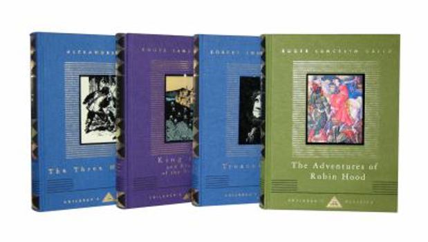Hardcover Everyman's Library Adventures 4 Volume Set: Treasure Island/The Three Musketeers/King Arthur and His Knights of the Round Table/The Adventures of Robi Book