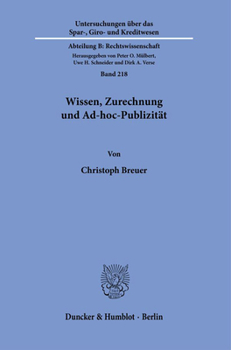 Paperback Wissen, Zurechnung Und Ad-Hoc-Publizitat [German] Book