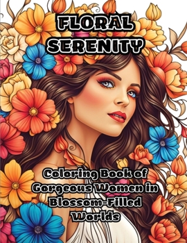 Floral Serenity: Coloring Book of Gorgeous Women in Blossom-Filled Worlds
