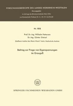 Paperback Beitrag Zur Frage Von Eigenspannungen Im Grauguß [German] Book