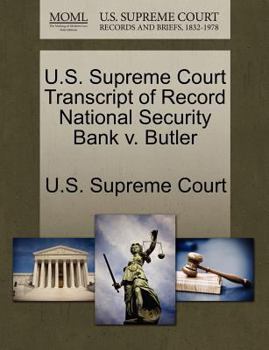 Paperback U.S. Supreme Court Transcript of Record National Security Bank V. Butler Book