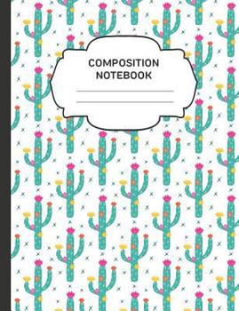 Paperback Composition Notebook: College Ruled Narrow Line Comp Books for School - Green Cactus Book