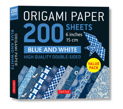 Misc. Origami Paper 200 Sheets Blue and White Patterns 6 (15 CM): Double Sided Origami Sheets Printed with 12 Different Designs (Instructions for 6 Projects Book