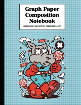 Paperback Graph Paper Composition Notebook Quad Rule 5x5 Grid Paper - 150 Sheets (Large, 8.5 x 11"): Rhino Super Candy Book