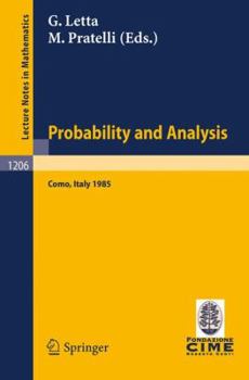 Paperback Probability and Analysis: Held at Varenna (Como); Italy, May, 31 - June 8, 1985 Book