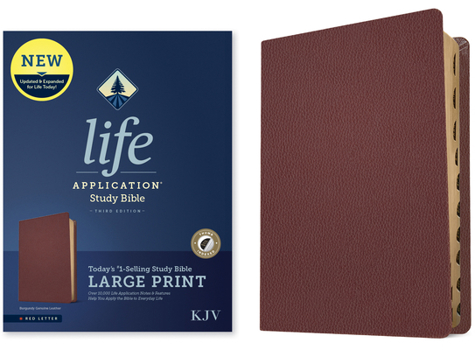 Leather Bound KJV Life Application Study Bible, Third Edition, Large Print (Genuine Leather, Burgundy, Indexed, Red Letter) Book