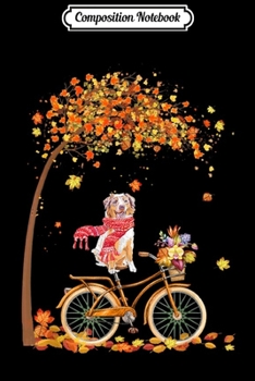 Paperback Composition Notebook: Australian Shepherd Riding Bicycle Autumn Leaves Cute Fall Journal/Notebook Blank Lined Ruled 6x9 100 Pages Book