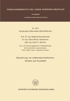 Paperback Berechnung Von Rotationssymmetrischen Schalen Aus Kunststoff [German] Book