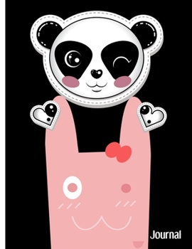 Journal: Primary Composition Notebook Wide Ruled Blank Lined Paper Book - Panda and a Rabbit - Black Cover - 8.5x11 Inches (Wide Ruled Bunny Books)