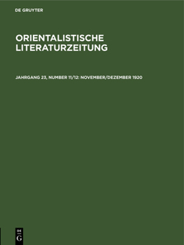 Hardcover November/Dezember 1920 [German] Book