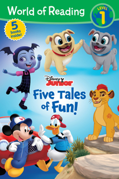 Paperback World of Reading: Disney Junior: Five Tales of Fun!-Level 1 Reader Bindup [Large Print] Book