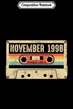 Composition Notebook: Vintage November 1998 21st birthday Gift Retro Cassette Tape  Journal/Notebook Blank Lined Ruled 6x9 100 Pages