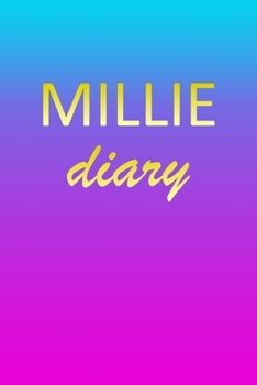 Paperback Millie: Journal Diary Personalized First Name Personal Writing Letter M Blue Purple Pink Gold Effect Cover Daily Diaries for J Book