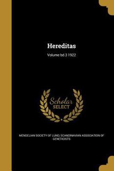 Paperback Hereditas; Volume bd.3 1922 Book