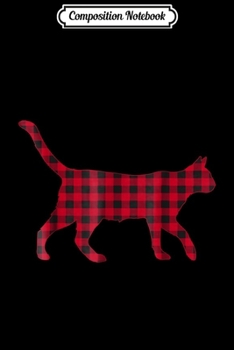 Composition Notebook: Red Plaid Reindeer Cat Christmas Buffalo Pajama Journal/Notebook Blank Lined Ruled 6x9 100 Pages