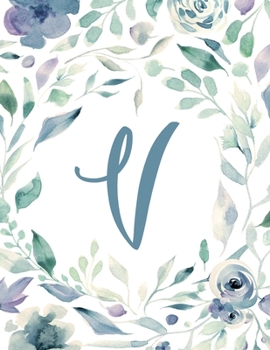 V: Light Purple Floral 8.5”x11” Lined Notebook (Light Purple Floral Alphabet Series - Letter V)
