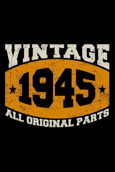 VINTAGE 1945 ALL ORIGINAL PARTS: Dot Grid Journal, Diary, Notebook, 6x9 inches with 120 Pages.