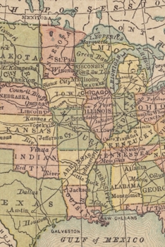 Paperback United States Vintage Map Field Journal Notebook, 50 pages/25 sheets, 4x6 Book