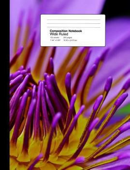 Composition Notebook Wide Ruled 7.44 x 9.69 Inches 100 sheets / 200 pages: Abstract Zen Purple Lotus Flower