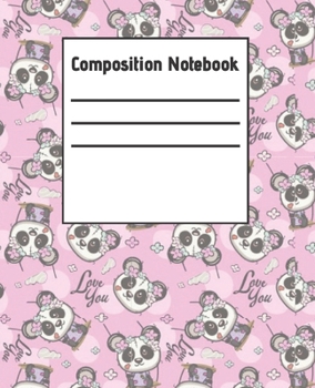 Paperback Composition Notebook: Panda Blank College Ruled Paper Notebook for Girls and Students Book