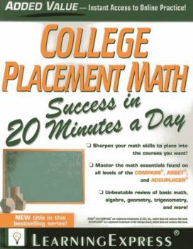 Paperback College Placement Math in 20 Minutes a Day Book