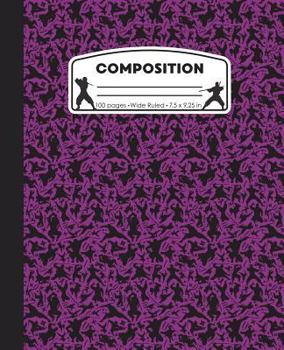 Composition: Ninja Purple Marble Composition Notebook. Ninjas Wide Ruled 7.5 X 9.25 In, 100 Pages Journal for Girls Boys, Kids, Elementary School Students and Teachers