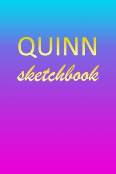 Paperback Quinn: Sketchbook - Blank Imaginative Sketch Book Paper - Pink Blue Gold Custom Letter Q Personalized Cover - Teach & Practic Book