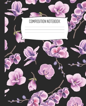 Composition Notebook: Wide Ruled Notebook Purple Watercolor Orchid Petals Lined School Journal | 100 Pages | 7.5" x 9.25" | Children Kids Girls Teens Women | Perfect For School