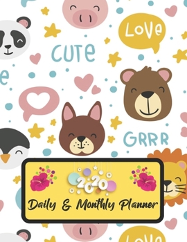 2020 Daily And Monthly Planner: Jan 1, 2020 to Dec 31, 2020 Weekly Daily & Monthly Planner + Calendar Views with Animal Pattern Great Planner Gift For Animal Lover