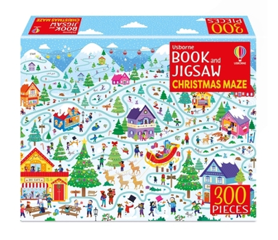 Paperback Usborne Book and Jigsaw Christmas Maze Book