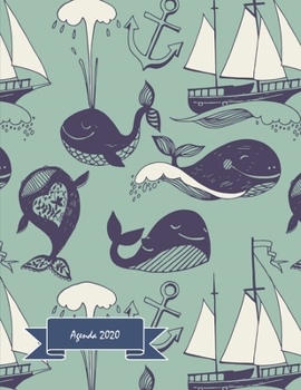 Agenda 2020: Mindfulness Planner 2020 with GRATITUDE JOURNAL, HABIT & MOOD TRACKER, PERSONAL & BUSINESS TO-DOs - - monthly calendars, weekly pages - Cute Cover Design of Hand Drawn Whales
