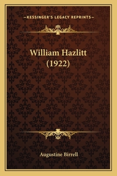 Paperback William Hazlitt (1922) Book