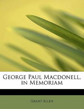 Paperback George Paul Macdonell, in Memoriam Book