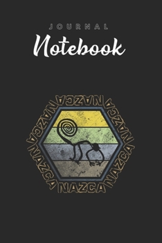 Journal Notebook: Nazca Lines Monkey Spiral Tail Retro Pop Art Alien Ufo Peru Spitural Blank Pages Rule Lined Journal Notebook with Black Cover Size ... Pages for Kids or Men and Women to Write in