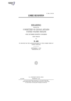 Paperback Lumbee recognition Book