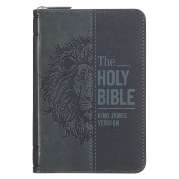 KJV Bible Mini Pocket Faux Leather, Black/Gray W/Zipper