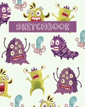 Paperback Sketchbook: Spooky and Funny Monster Pattern Cover Design Notebook for Drawing, Sketching, and Doodling Book