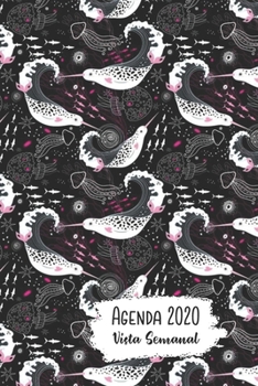 Paperback Agenda 2020 Vista Semanal: 12 Meses Programacion Semanal Calendario en Espanol Diseno Narval y Medusas Book